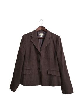 Talbots Vintage Faux Suede Single Breasted Brown Blazer Sz 8